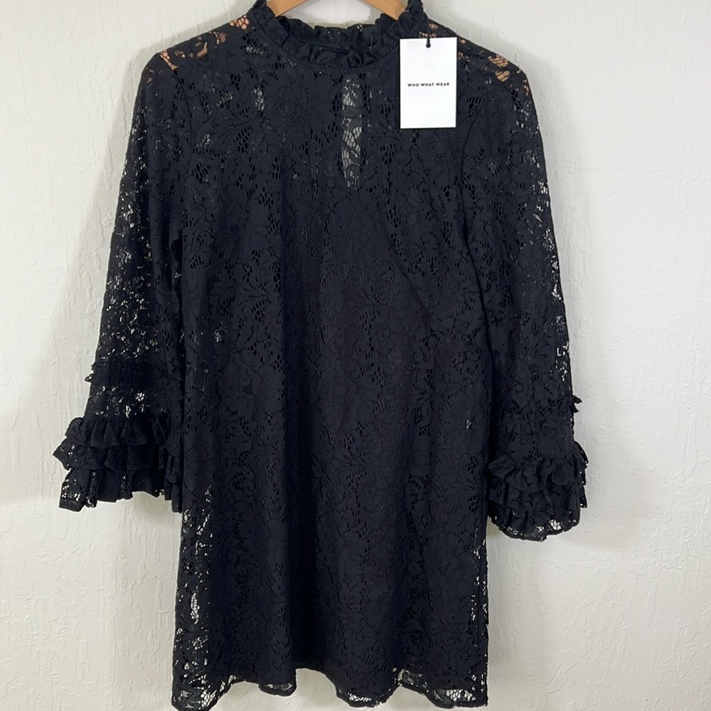 Black lace minidress new NWT size m‎ medium Who What Wear